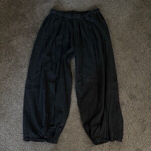 Free People Black Wide-Leg Elastic Hem Track Pants